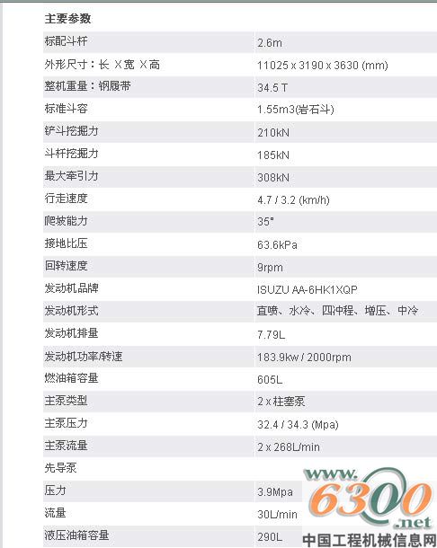 山河智能SWE360LC履帶液壓挖掘機參數